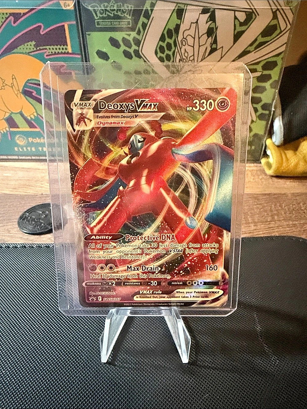 Pokémon Deoxys VMAX Trading Card Red & Blue
